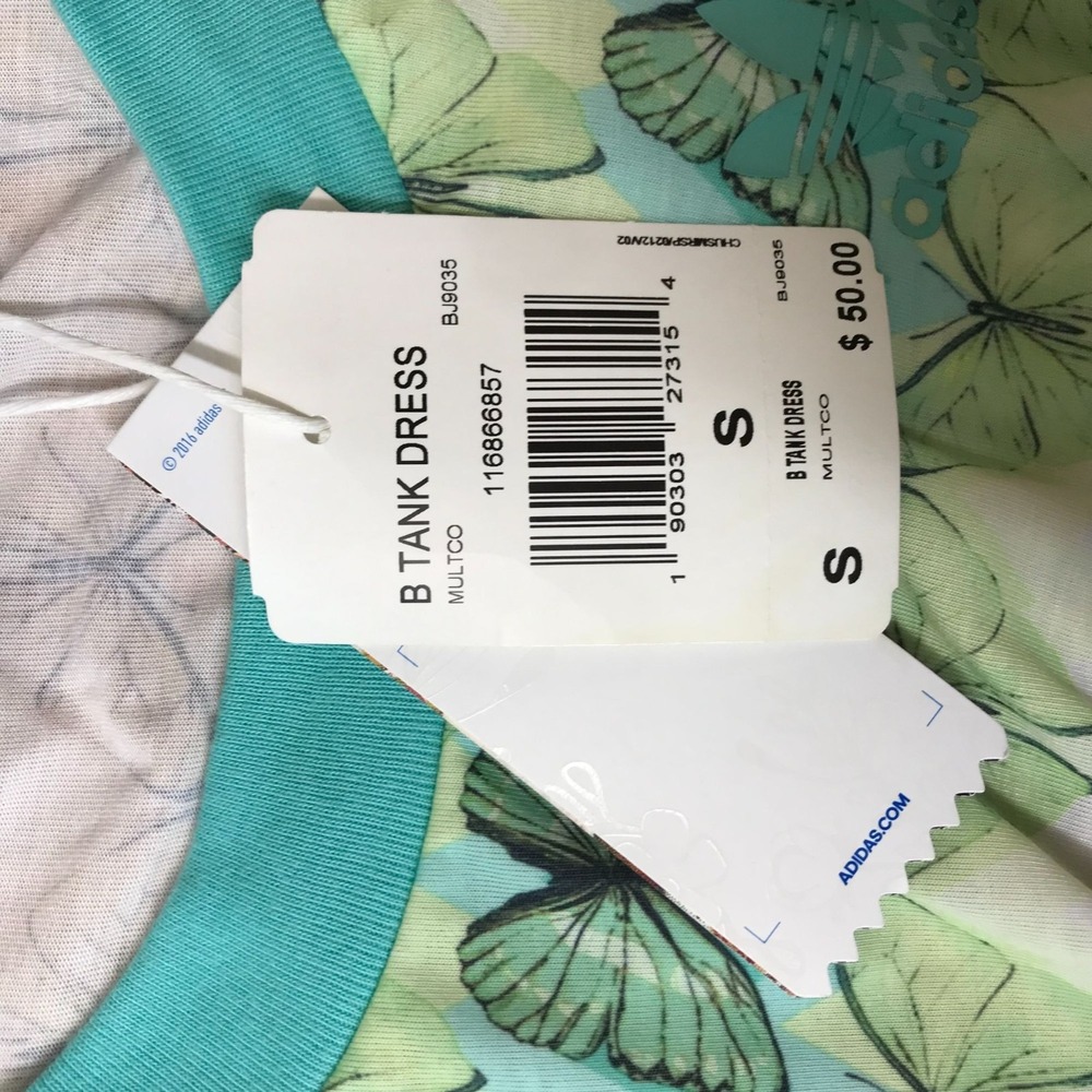 ADIDAS- WOMEN'S SMALL - MULTICOLOR SLEEVELESS BUTTERFLY TANK DRESS - Picture 9 of 11